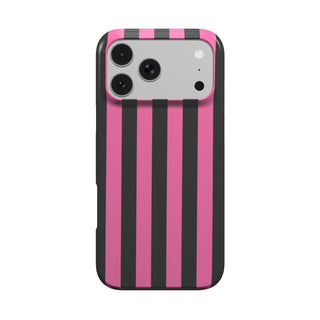Pink & Black Stripe phone case – MagSafe iPhone case, front view