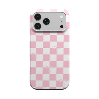 Pink Bow Check phone case – MagSafe iPhone case, front view