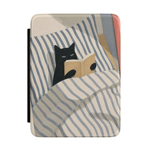 Reading Cat in Bed Kindle Case