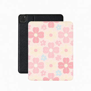 Retro daisy iPad case in pink vegan leather — Y2K floral folio