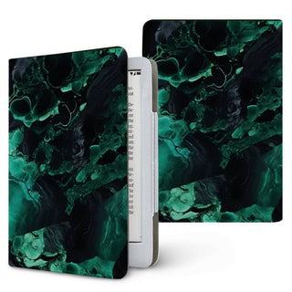 Malachite Marble Kindle case — emerald stone, printed front and back