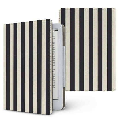 Black & Cream Stripe Kindle case, printed front and back, fits Kindle Paperwhite 6.8 and 7 inch and Colorsoft