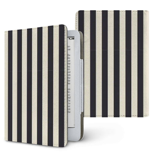 Black & Cream Stripe Kindle case, printed front and back, fits Kindle Paperwhite 6.8 and 7 inch and Colorsoft
