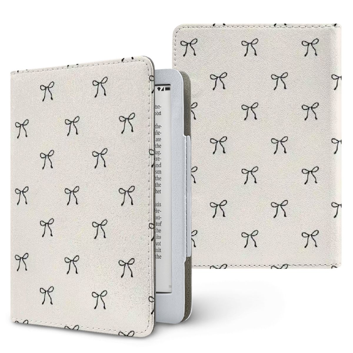 Black Bows Kindle case, printed front and back, fits Kindle Paperwhite 6.8 and 7 inch and Colorsoft