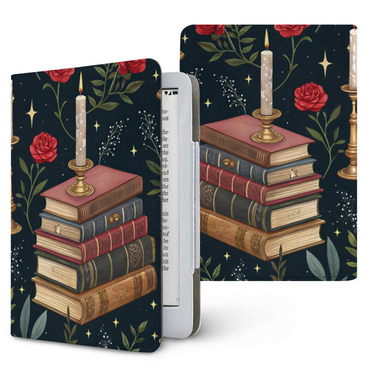 Candlelit Library Kindle case, printed front and back, fits Kindle Paperwhite 6.8 and 7 inch and Colorsoft