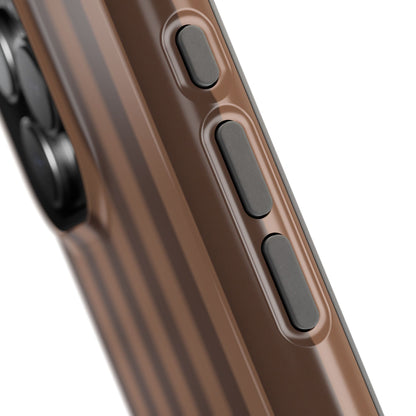 Brown striped MagSafe case with embedded magnet ring