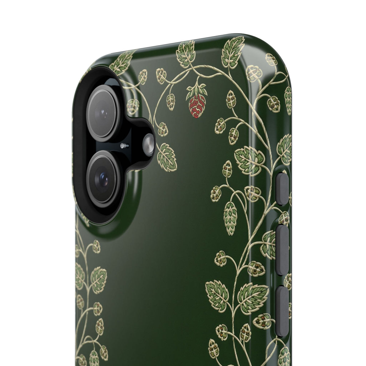 Forest green wreath phone case with raised screen lip