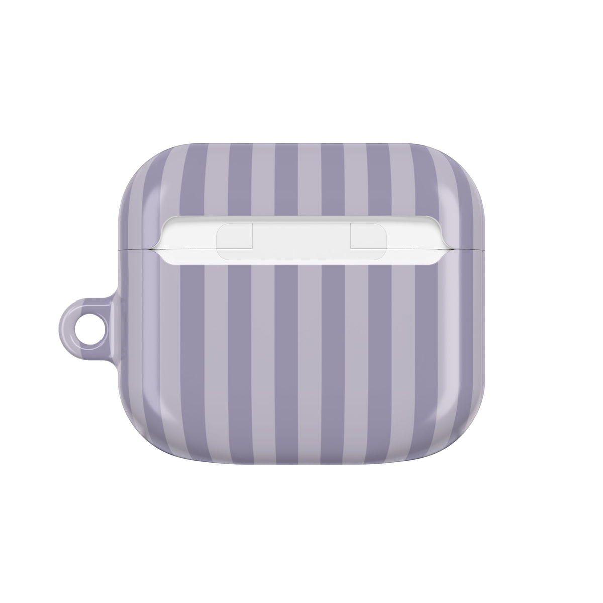 Lilac Stripe AirPods case — back view of the compact case shape