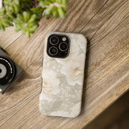 Cream Peony Phone Case — MagSafe Compatible