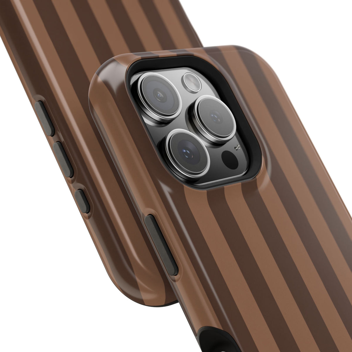 Brown Stripe Initials MagSafe case, neutral monogram gift