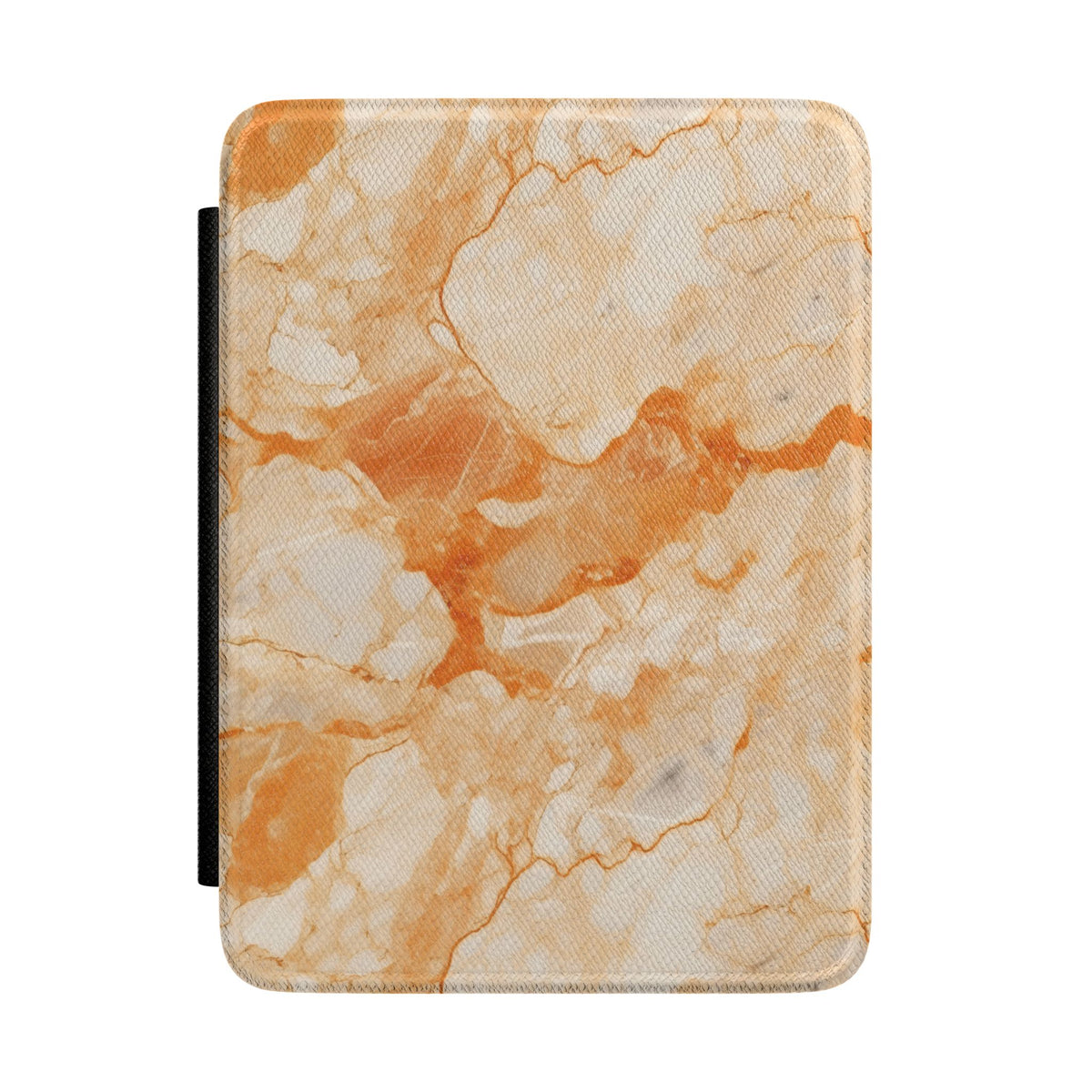 Apricot marble Kindle case — coral and cream vegan leather with soft orange veins
