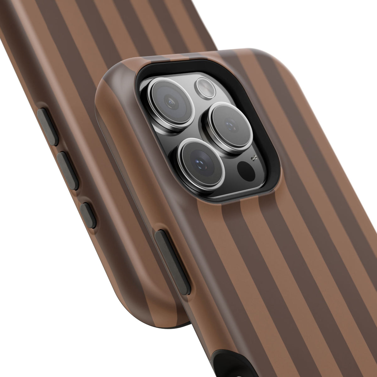 Brown Stripe Initials MagSafe case for iPhone 16