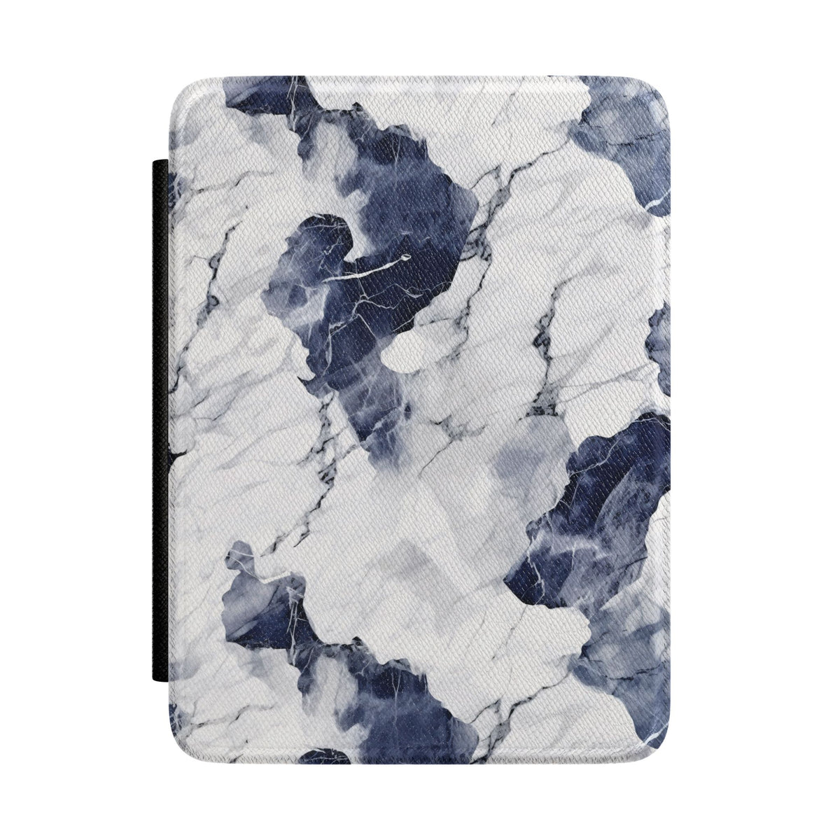 Navy marble Kindle case — deep navy and white vegan leather with fine grey cracks