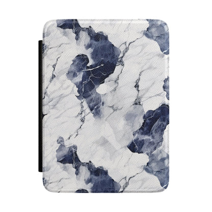 Navy marble Kindle case — deep navy and white vegan leather with fine grey cracks