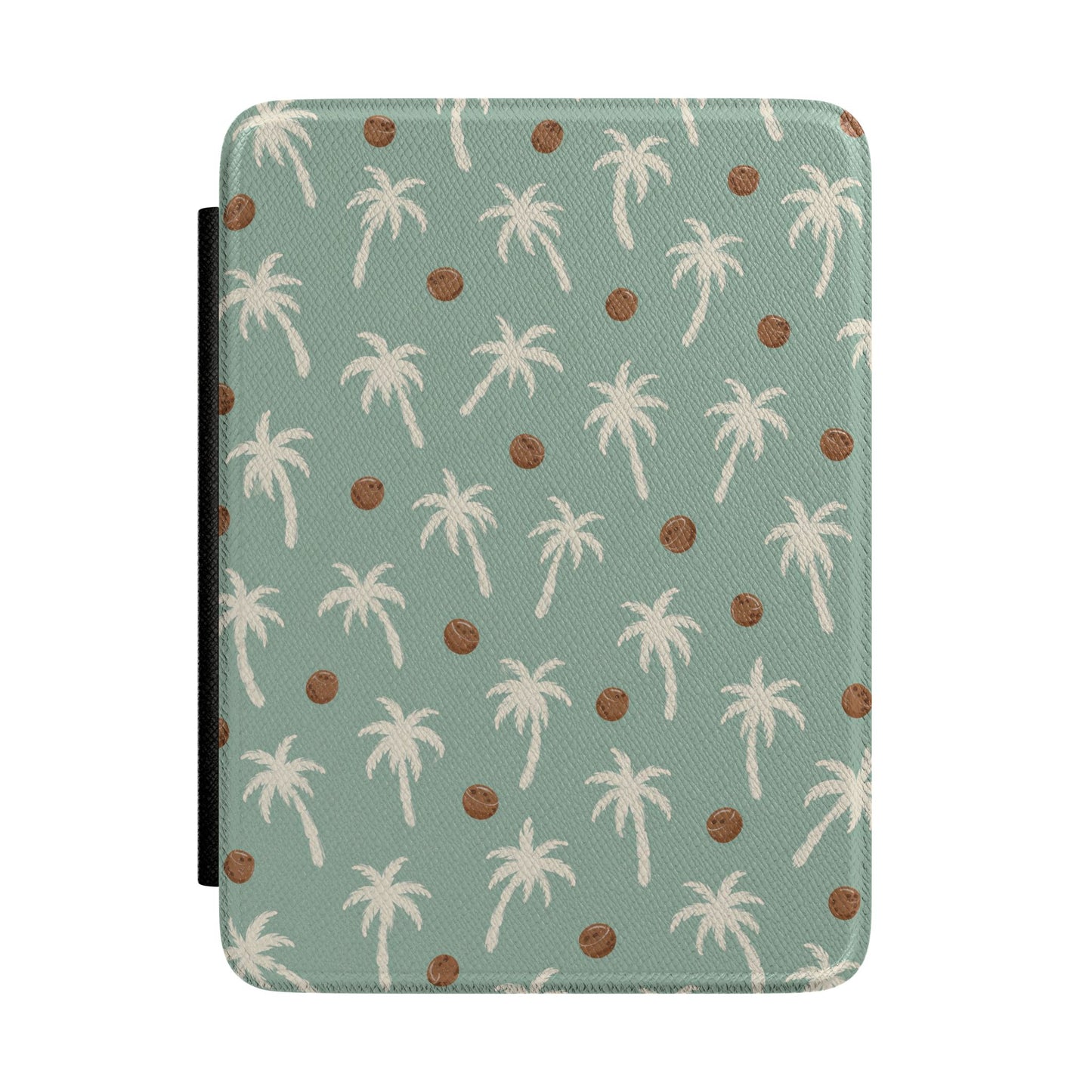 Cream palm trees and coconuts Kindle case on sage — Atelier tropical gift for her