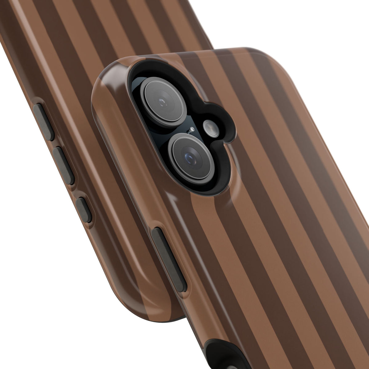 Brown Stripe Initials MagSafe case in matte finish