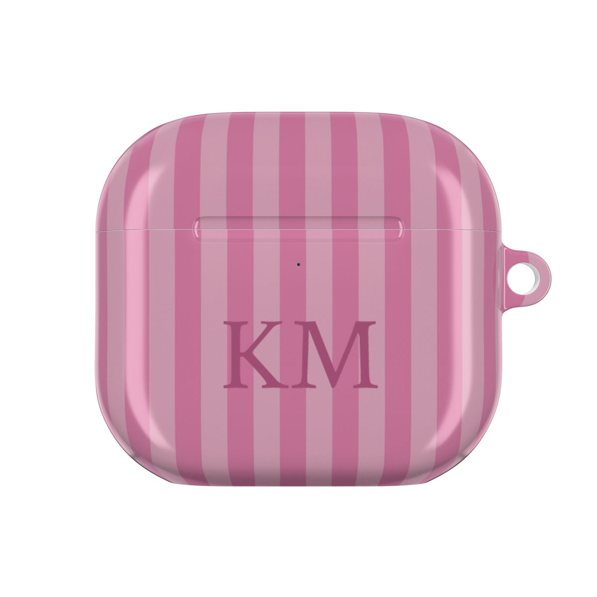 Rose and blush striped AirPods case with custom initials — Case Noir