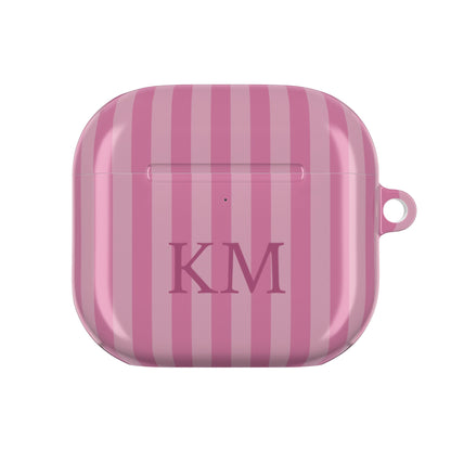Rose and blush striped AirPods case with custom initials — Case Noir