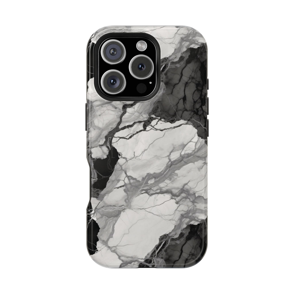 Black and white marble MagSafe iPhone case — view 3