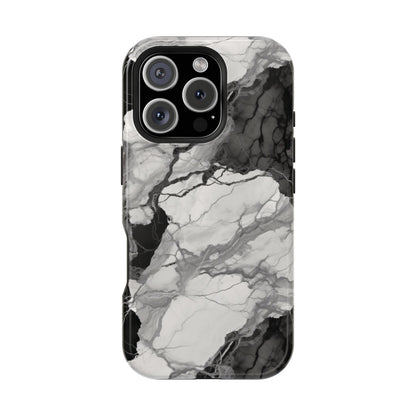Black and white marble MagSafe iPhone case — view 3