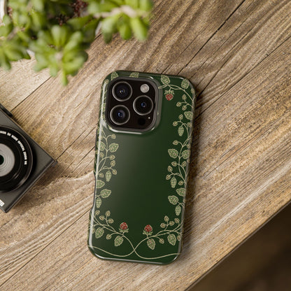 Hop Vine Wreath phone case with buttons and ports open