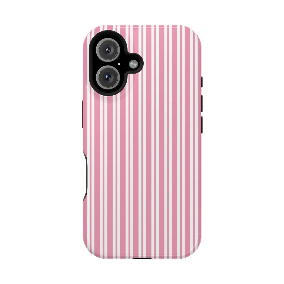 Pink and white striped MagSafe phone case, Case Noir Pink Candy Stripe