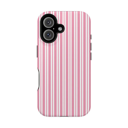 Pink and white striped MagSafe phone case, Case Noir Pink Candy Stripe