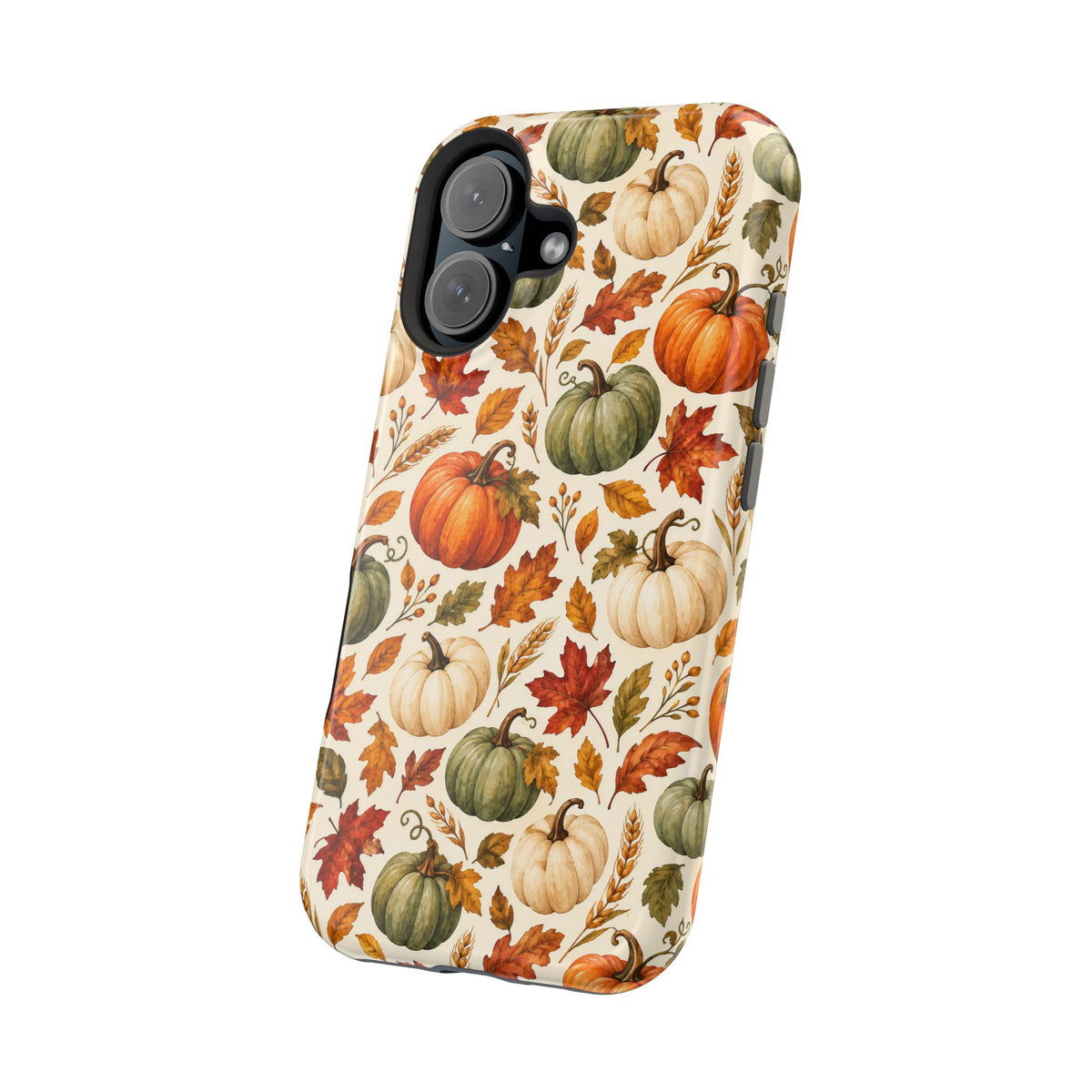Watercolor fall foliage detail on a Case Noir MagSafe phone case