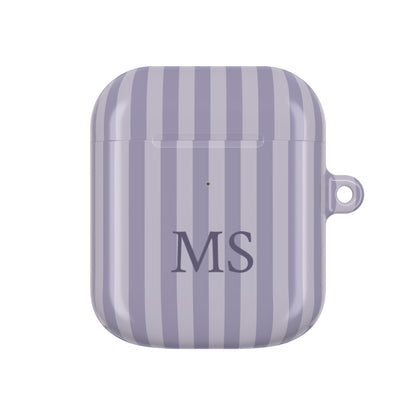 Lilac Stripe monogram case for AirPods 1st & 2nd Gen — custom initials