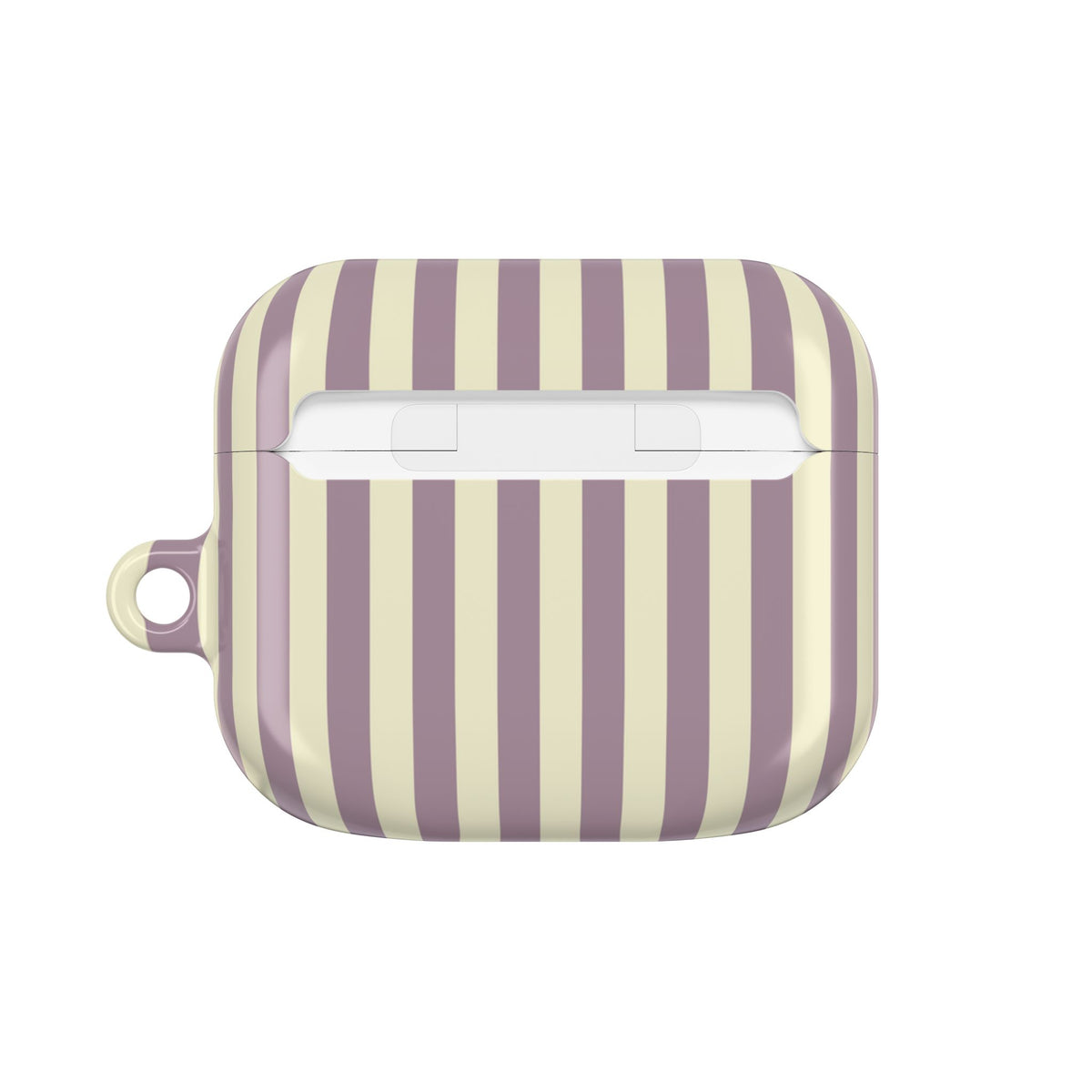 Mauve Stripe AirPods case — back view of the compact case shape