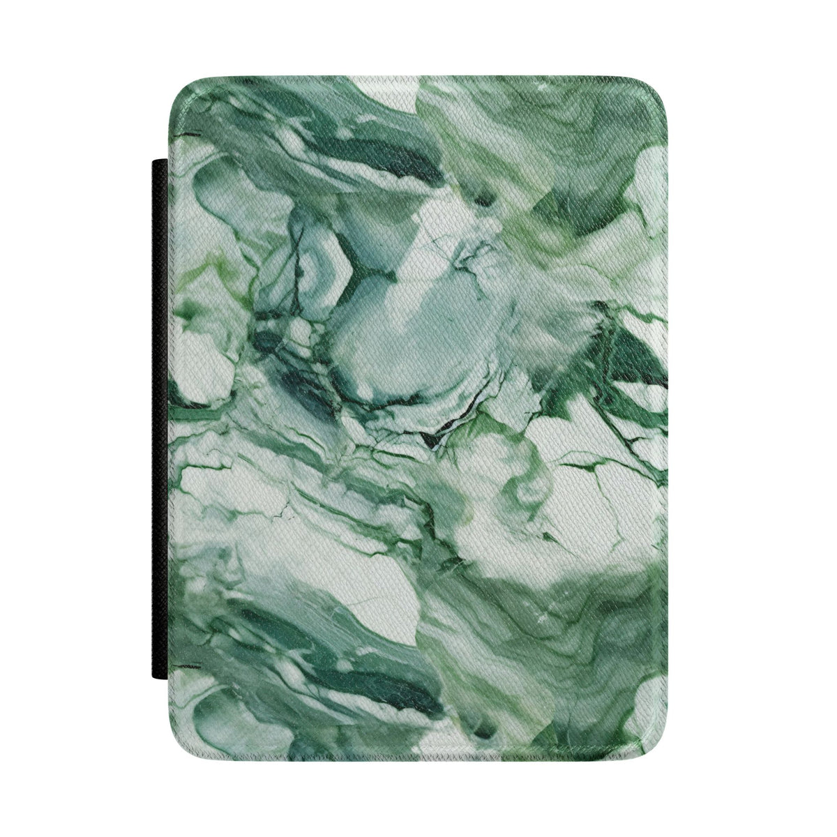 Jade marble Kindle case — green and cream vegan leather with swirling veins