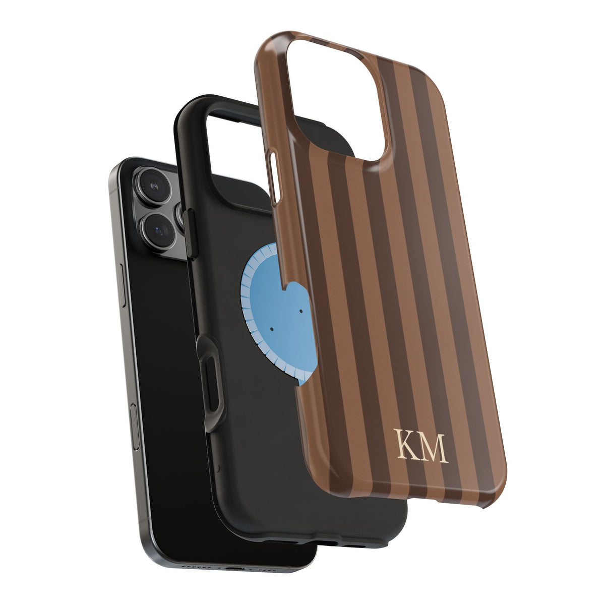 Brown Stripe Initials phone case, gift for him