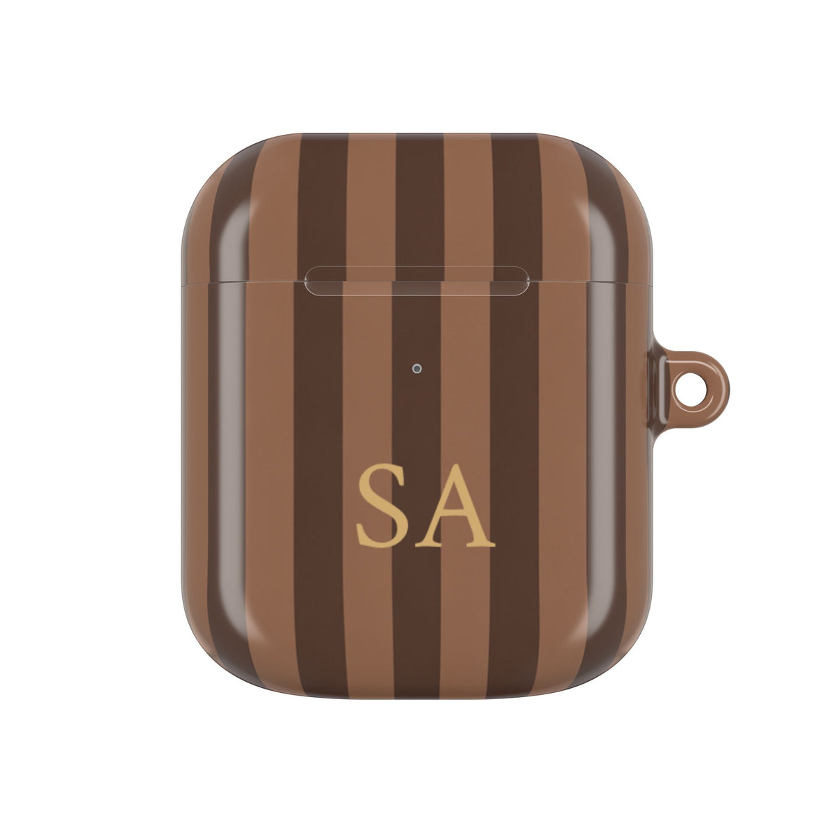 Personalized brown stripe AirPods case for AirPods 1st & 2nd Gen