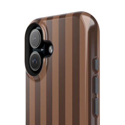 Chocolate and toffee stripe case with raised screen lip