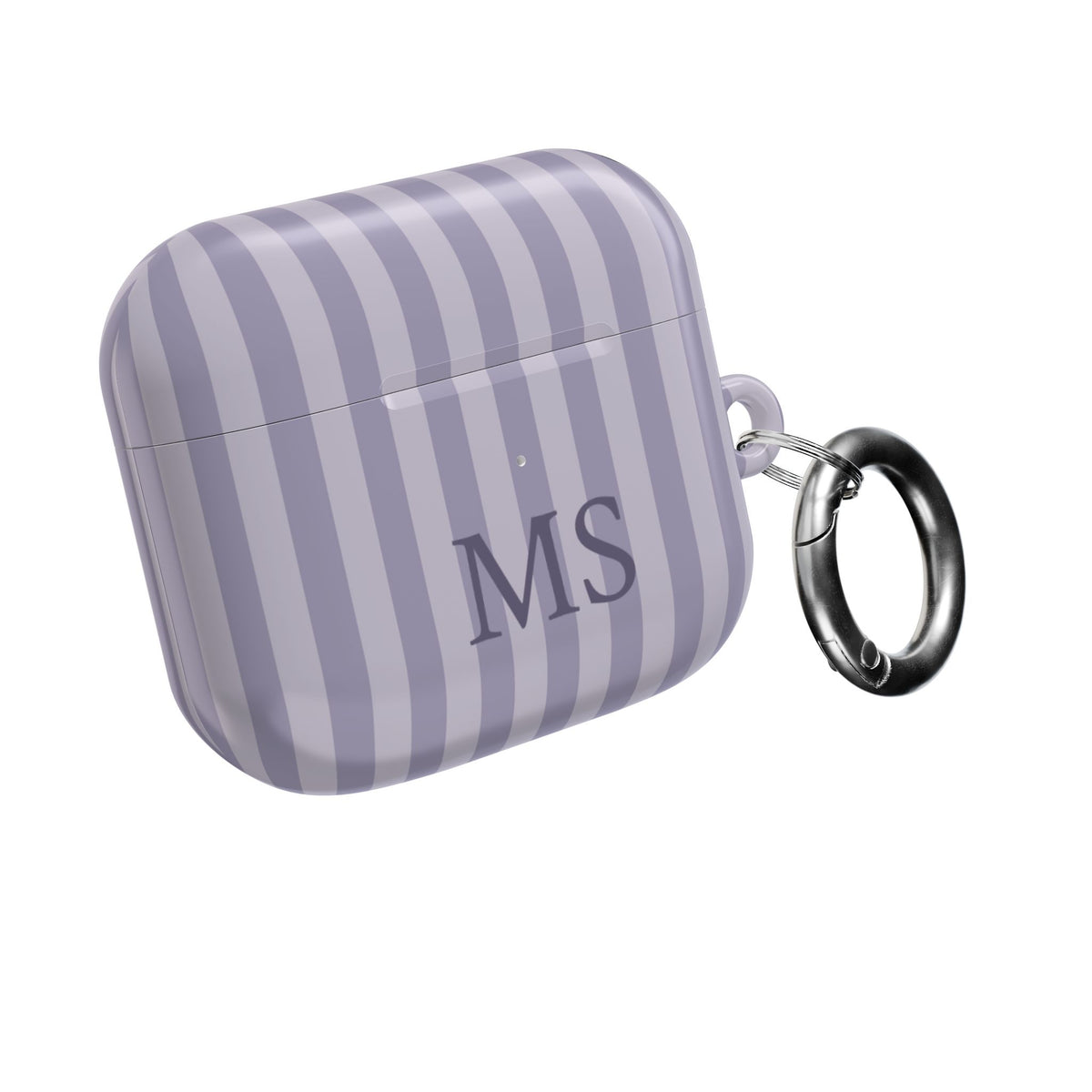 Lilac Stripe monogram AirPods case with carabiner clip — Case Noir