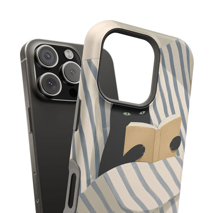 Reading Cat in Bed case shown front and back