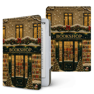 Christmas Bookshop Kindle case, printed front and back, fits Kindle Paperwhite 6.8 and 7 inch and Colorsoft