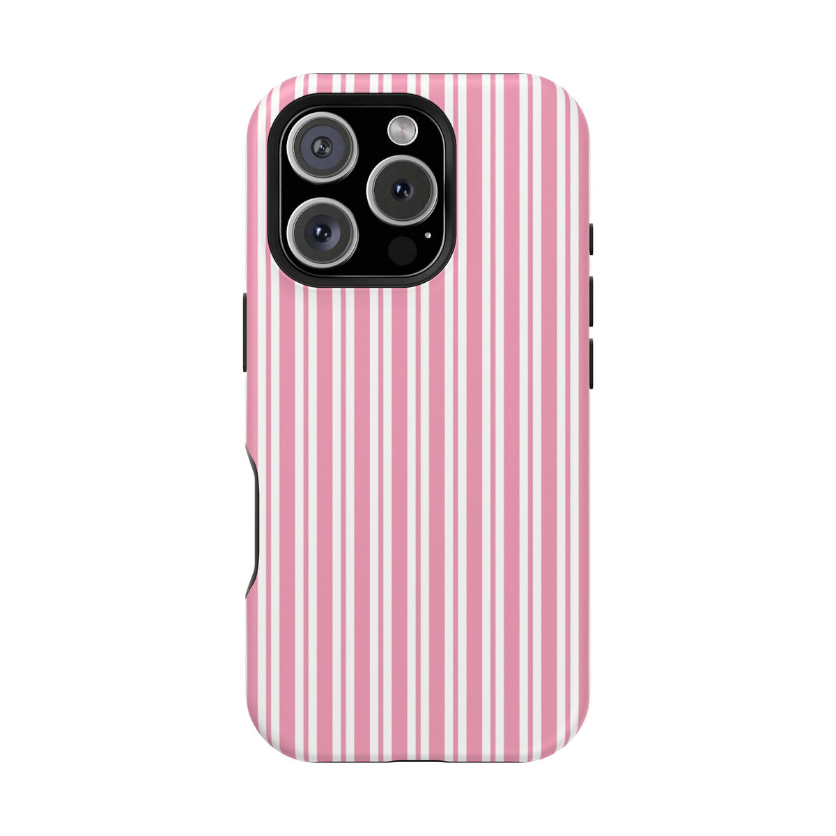 Pink Candy Stripe iPhone case shown at an angle