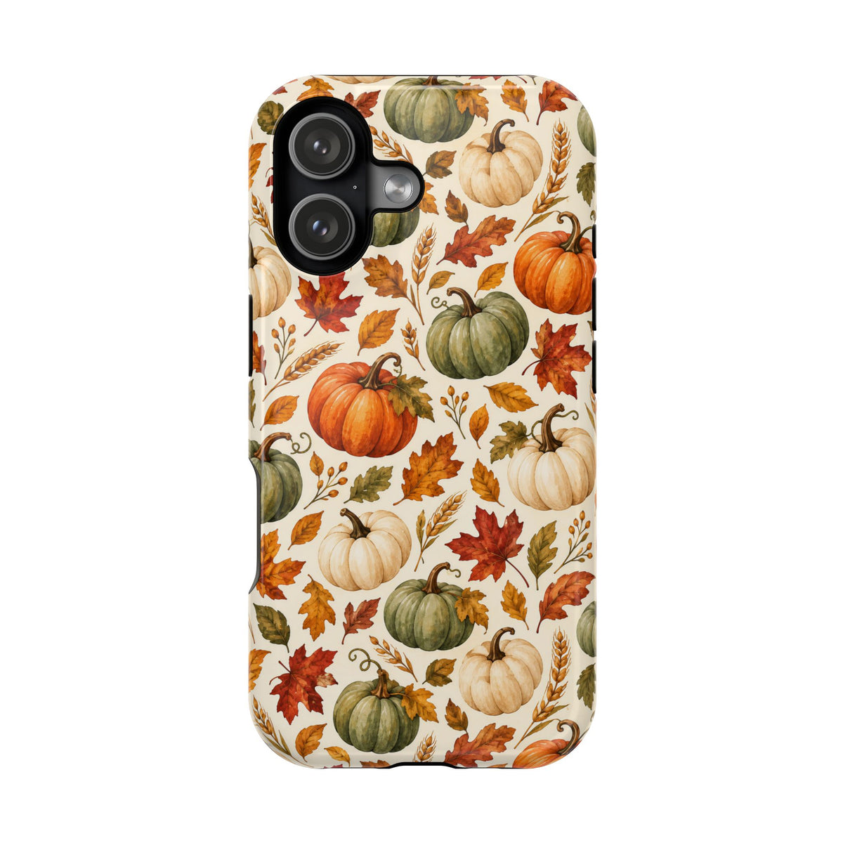 Sage pumpkin and wheat sheaf print on a Case Noir MagSafe case