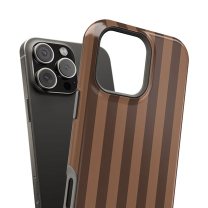 Toffee and chocolate stripe phone case detail