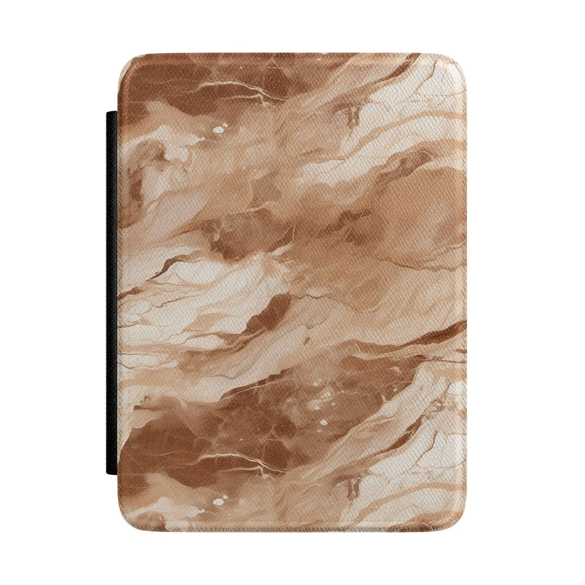 Caramel marble Kindle case — tan and cream vegan leather with toffee veins