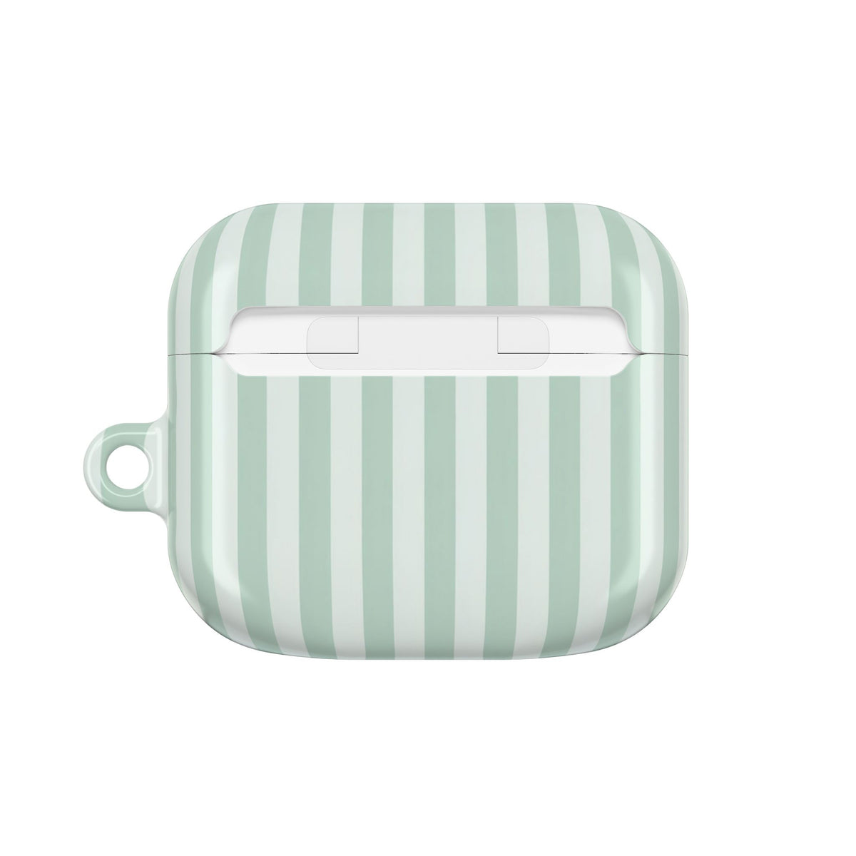 Sage Stripe AirPods case — back view of the compact case shape