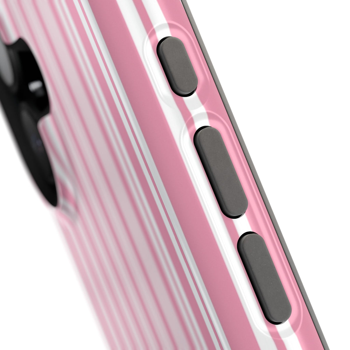 Candy stripe iPhone case showing the camera cutout