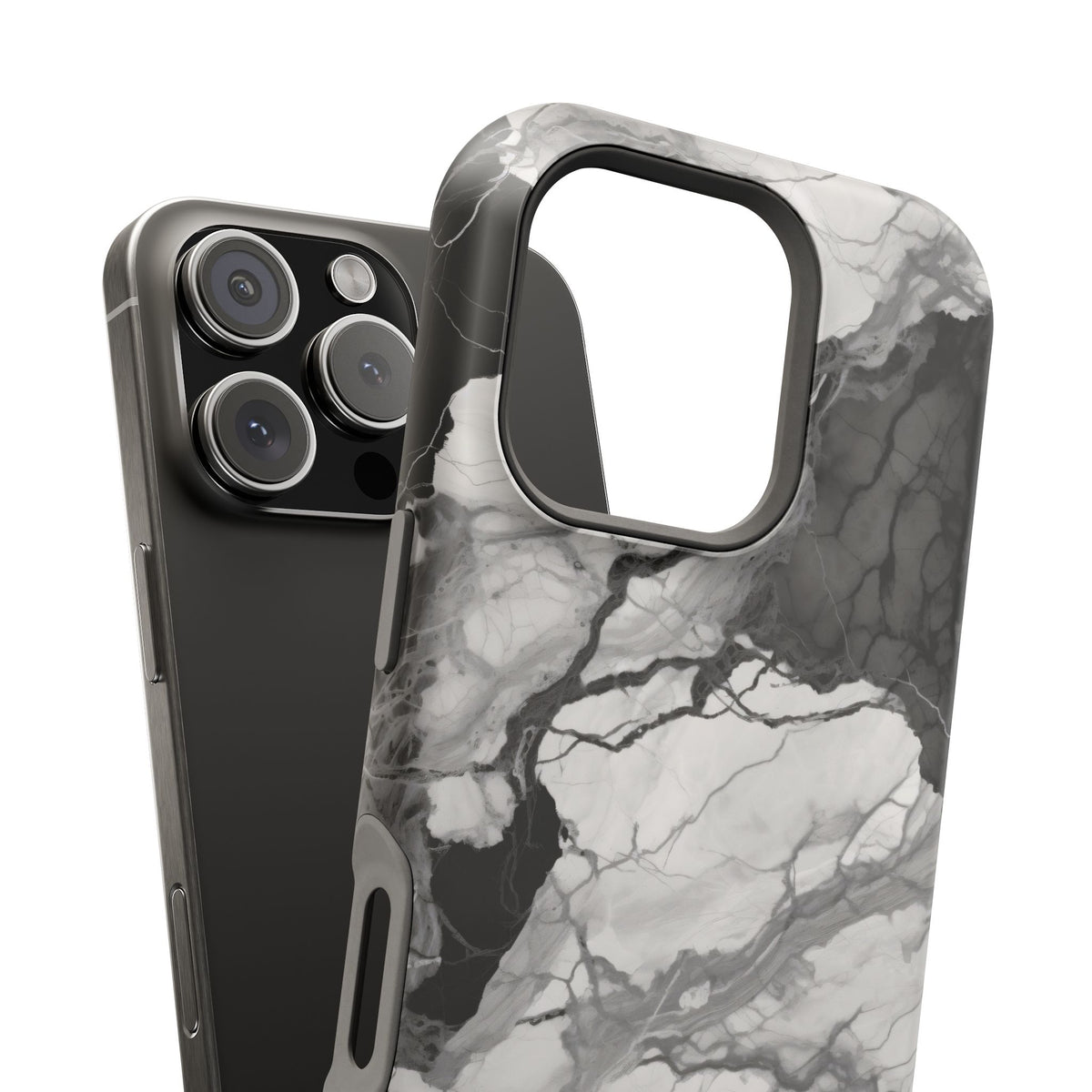 Black and white marble MagSafe iPhone case — view 29