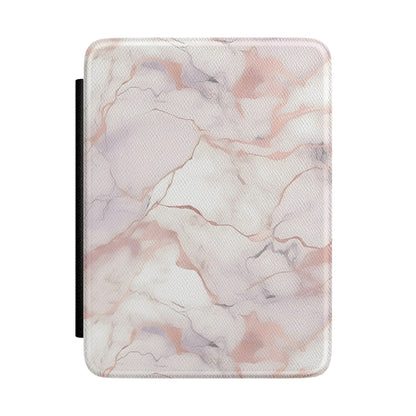 Blush marble Kindle case — soft pink and cream vegan leather with rose-gold veins