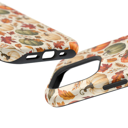 Pumpkin Patch phone case with maple leaf and berry print detail