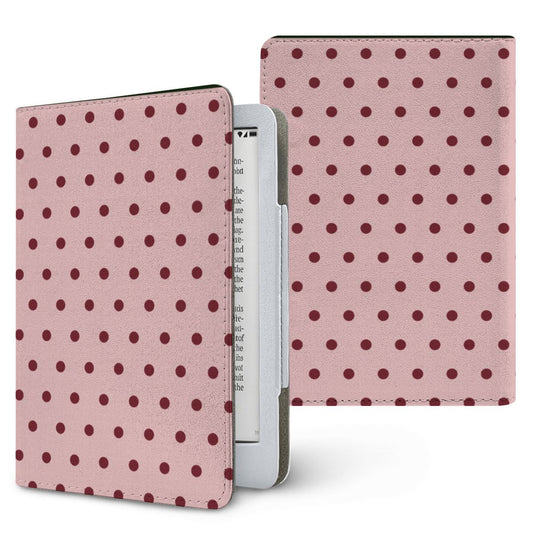 Dusty Rose Polka Dot Kindle case — burgundy polka dots on dusty rose, printed front and back