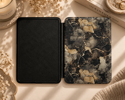 Black and gold marble Kindle case in vegan leather — view 5