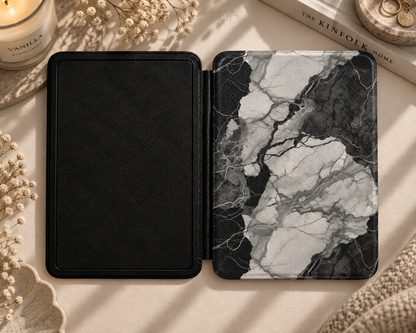 Black and white marble Kindle case in vegan leather — view 6