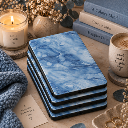 Blue marble Kindle case in vegan leather — view 6